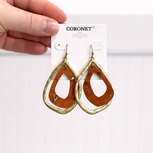 Coronet Gold-Tone and Brown Teardrop Earrings